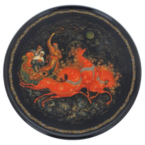 Decorative plate "Troika" by Shulpin, Palekh