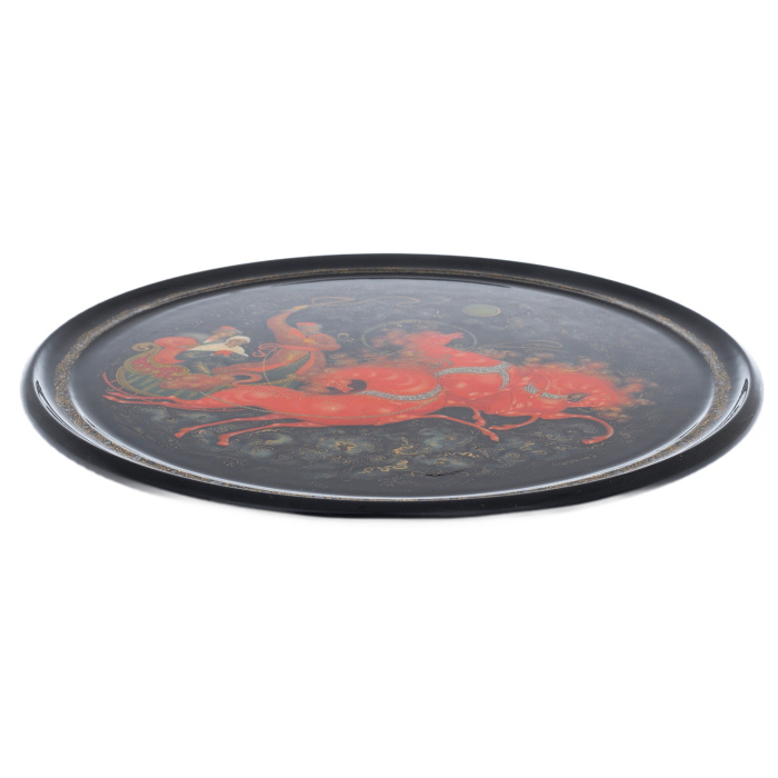 Decorative plate "Troika" by Shulpin, Palekh