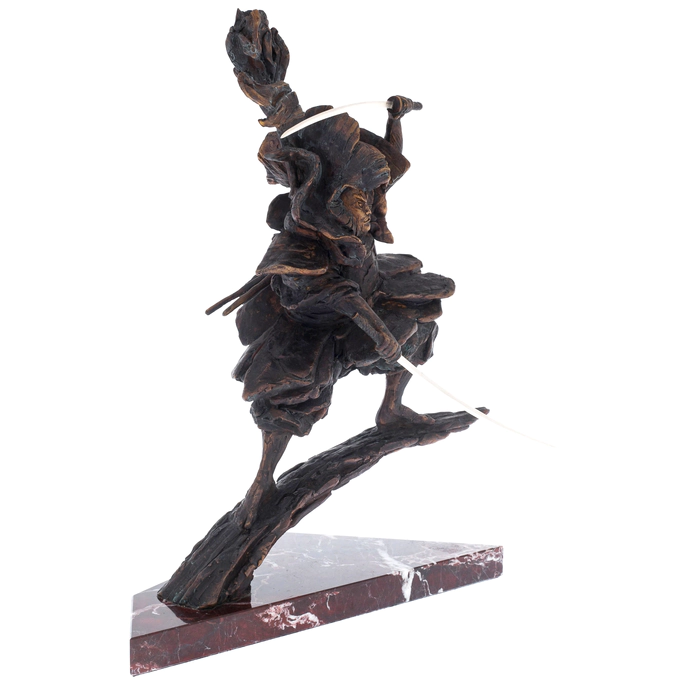 The author's bronze sculpture "Katana master" on a marble stand