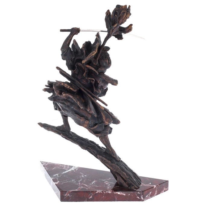 The author's bronze sculpture "Katana master" on a marble stand