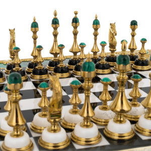 Chess made of marble and malachite "Status" Zlatoust