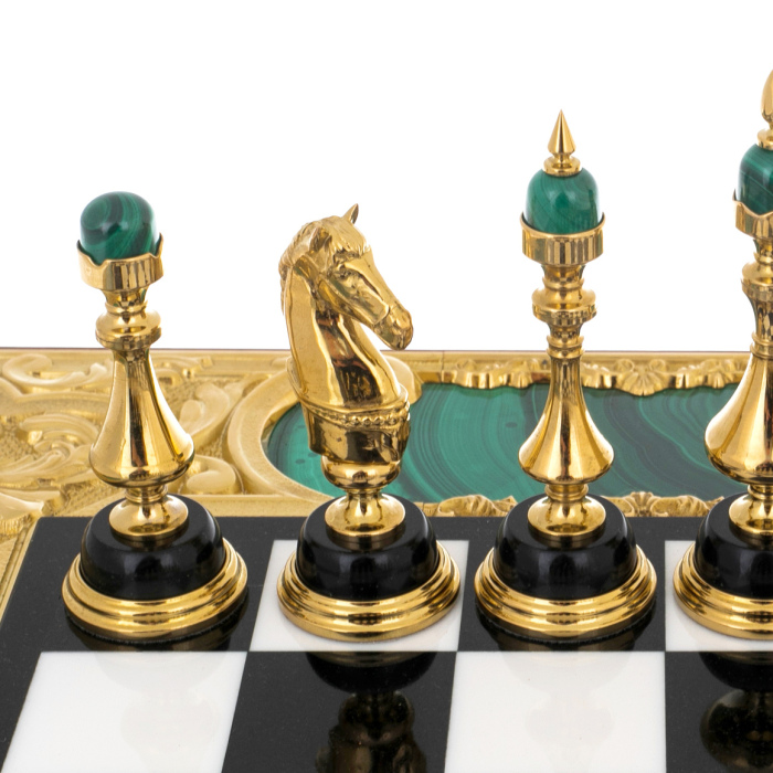 Chess made of marble and malachite "Status" Zlatoust