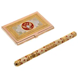 Бизнес набор "Герб РФ" с эмалями, Златоуст Бизнес набор "Герб РФ" с эмалями, Златоуст