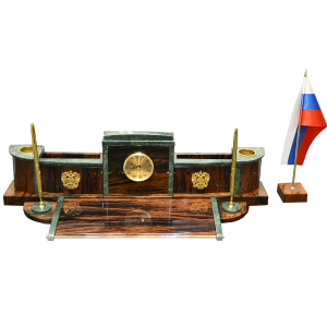 Настольный набор из обсидиана и мрамора "Галант"
