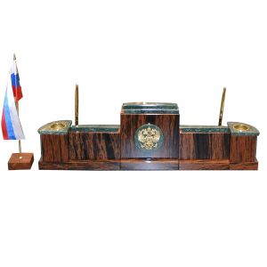 Настольный набор из обсидиана и мрамора "Галант"