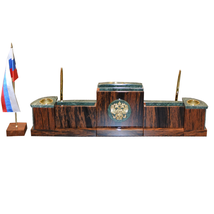 Настольный набор из обсидиана и мрамора "Галант"