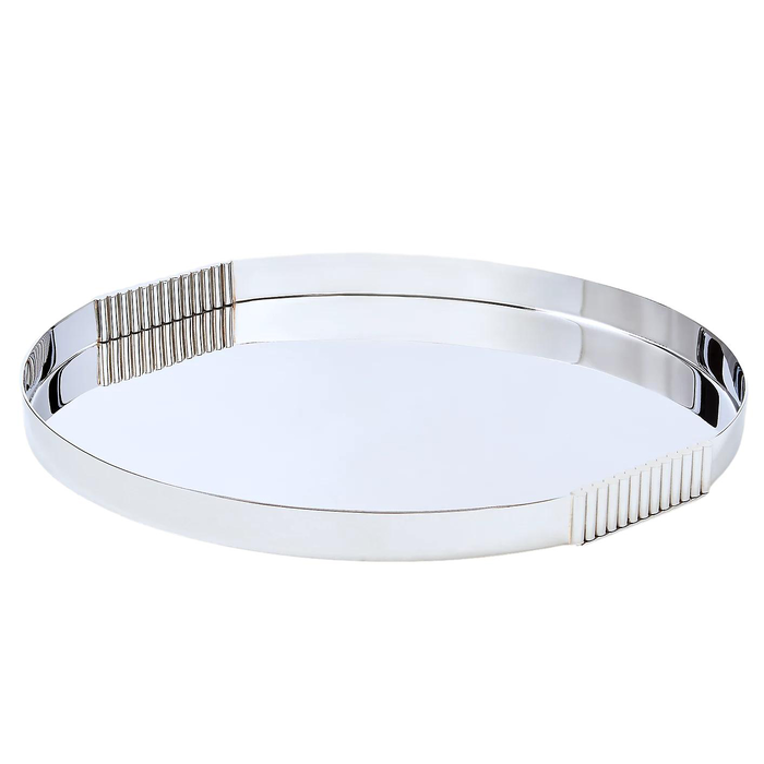 Thorpe round tray made of nickel-plated steel