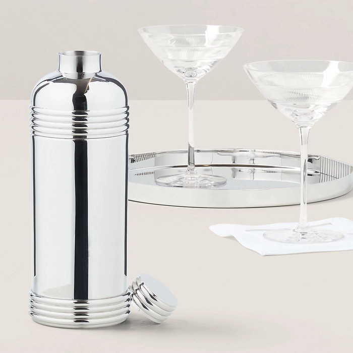 Thorpe round tray made of nickel-plated steel