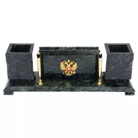 Письменный прибор из змеевика "Герб РФ"