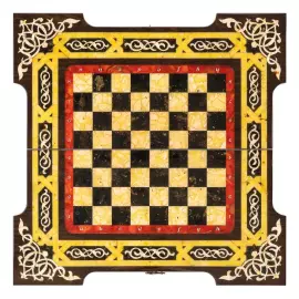 Шахматы из мореного дуба и янтаря "Арабские"
