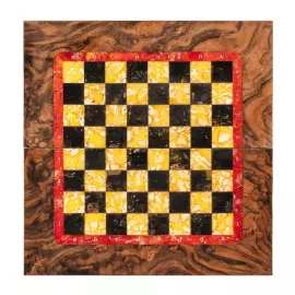 Шахматы из корня ореха и янтаря "Янтарные" мини