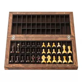 Шахматы из корня ореха и янтаря "Янтарные" мини