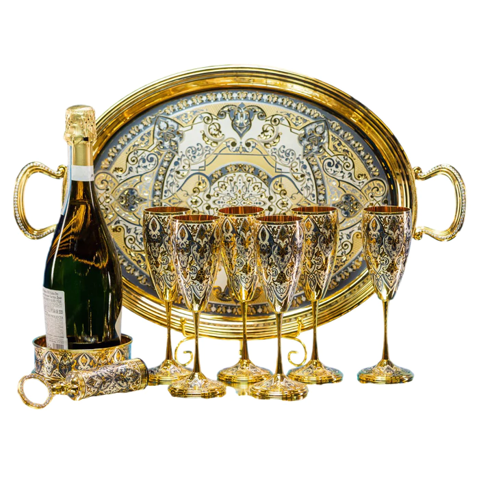Golden Luxury champagne set for 6 persons, Zlatoust
