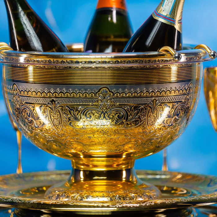 Golden Luxury champagne set for 6 persons, Zlatoust