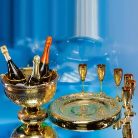 Набор для шампанского "Золотая роскошь" на 6 персон, Златоуст