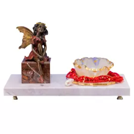 Композиция из мрамора и бронзы "Дары" с вазочкой