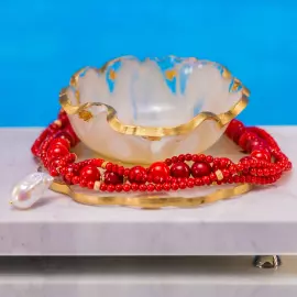 Композиция из мрамора и бронзы "Дары" с вазочкой