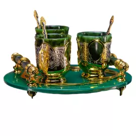 Чайно-кофейный набор из нефрита "Элегантность" на 3 персоны