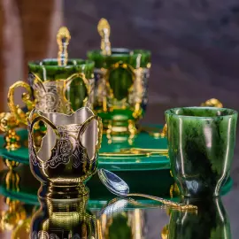 Чайно-кофейный набор из нефрита "Элегантность" на 3 персоны