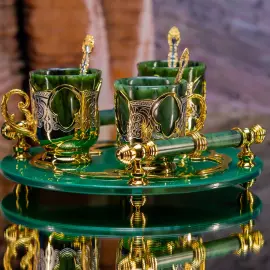 Чайно-кофейный набор из нефрита "Элегантность" на 3 персоны