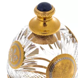 Шкатулка из хрусталя "Пасхальное яйцо" с лазуритом и янтарем, Златоуст