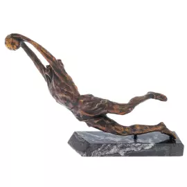 Bronze statuette "Lev Yashin with a ball" on a marble stand