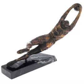 Bronze statuette "Lev Yashin with a ball" on a marble stand