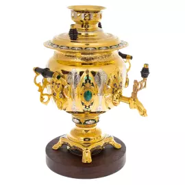 Чайный набор с самоваром "Малахит" на 6 персон, 21 предмет, Златоуст