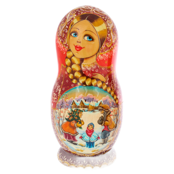 Матрешка из липы "Снегурочка" на 10 мест
