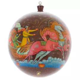 Шар ёлочный деревянный "Тройка" Кондаков П., Палех