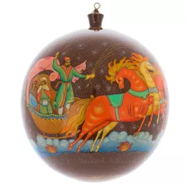 Шар ёлочный деревянный "Тройка" Кондаков П., Палех