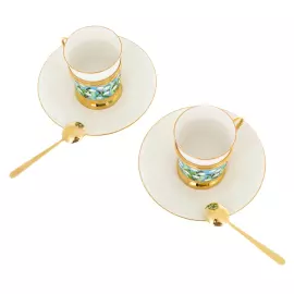 Кофейный набор из серебра "Ландыши" с позолотой, на 2 персоны