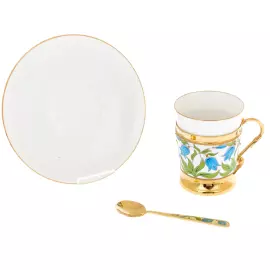 Кофейный набор из серебра "Колокольчики" с позолотой, на 2 персоны