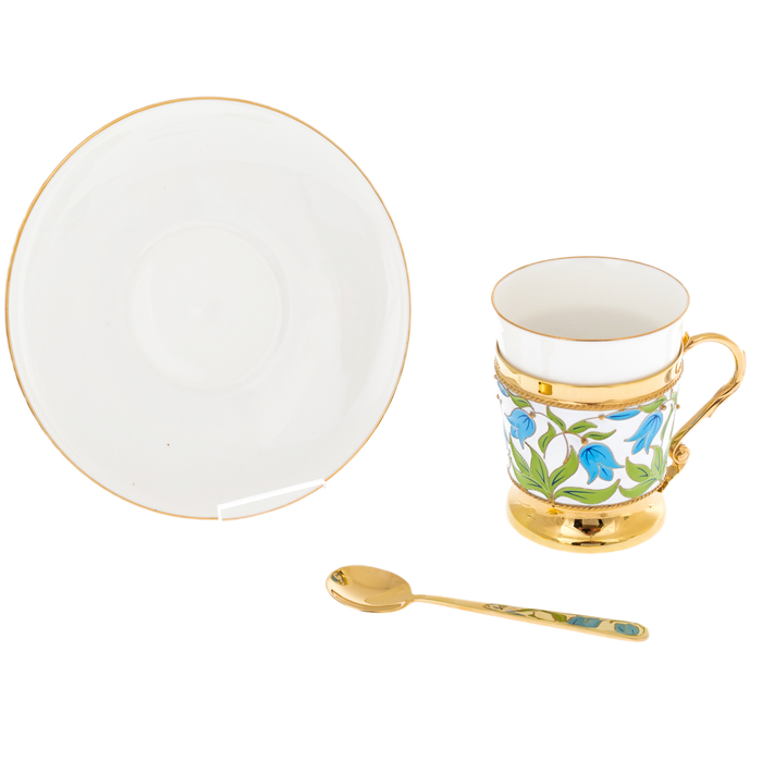Silver coffee set "Bells" with gilt, for 2 persons
