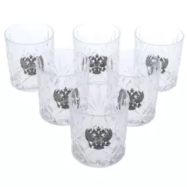 Set of glasses for whiskey "Coat of Arms of Russia" for 6 persons