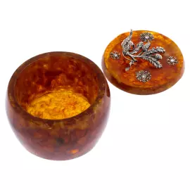 Шкатулка для украшений из янтаря и бронзы "Елочка" с кристаллами Swarovski