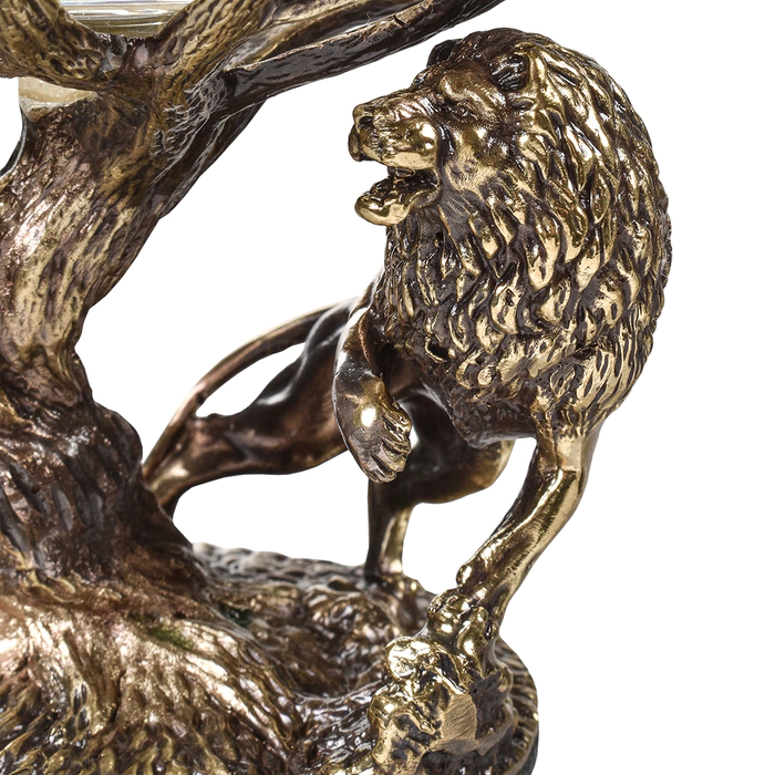 Set for cognac "Lion/Lioness" for 2 persons, in a wooden box