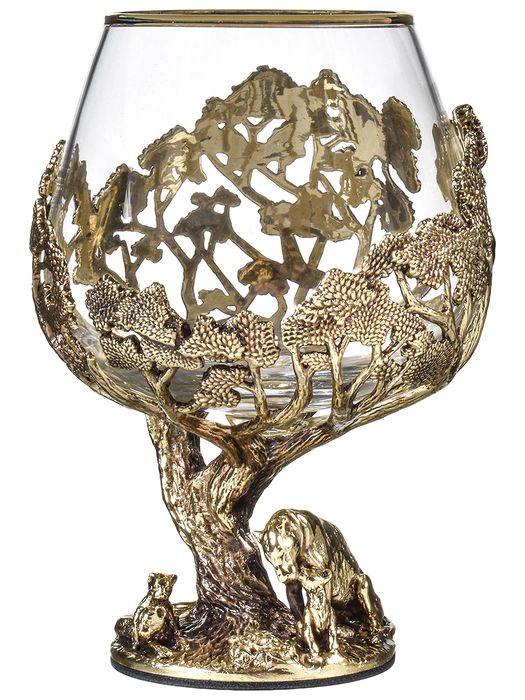 Set for cognac "Lioness" for 2 persons, in a wooden box