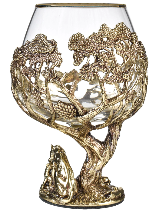 Set for cognac "Lioness" for 2 persons, in a wooden box