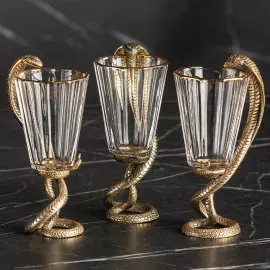 Gift carriage set with "Snake" statuette for 3 persons, in a box