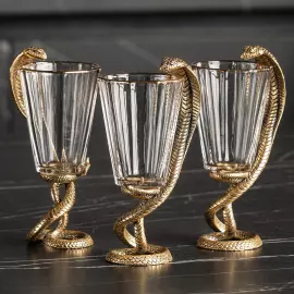 Gift carriage set with "Snake" statuette for 3 persons, in a box