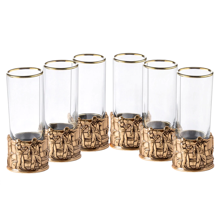 Gazovik vodka set for 6 people, in a wooden box