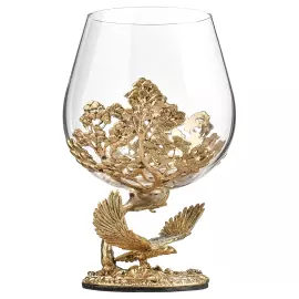 Set for cognac "Soaring Eagle" for 4 persons, in a wooden box