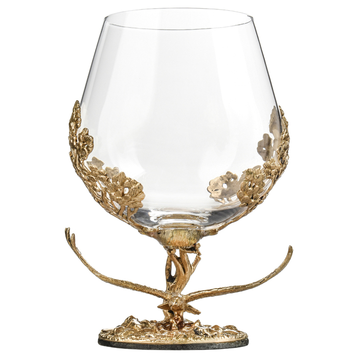 Set for cognac "Soaring Eagle" for 4 persons, in a wooden box
