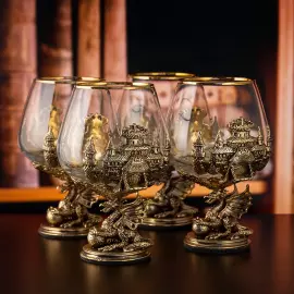 Набор для коньяка "Дракон на шаре" на 4 персоны