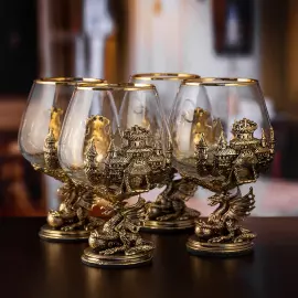 Набор для коньяка "Дракон на шаре" на 4 персоны