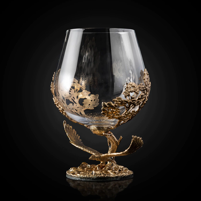 Set for cognac "Soaring Eagle" for 6 people, in a wooden box