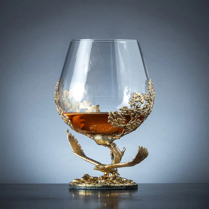 Set for cognac "Soaring Eagle" for 6 people, in a wooden box