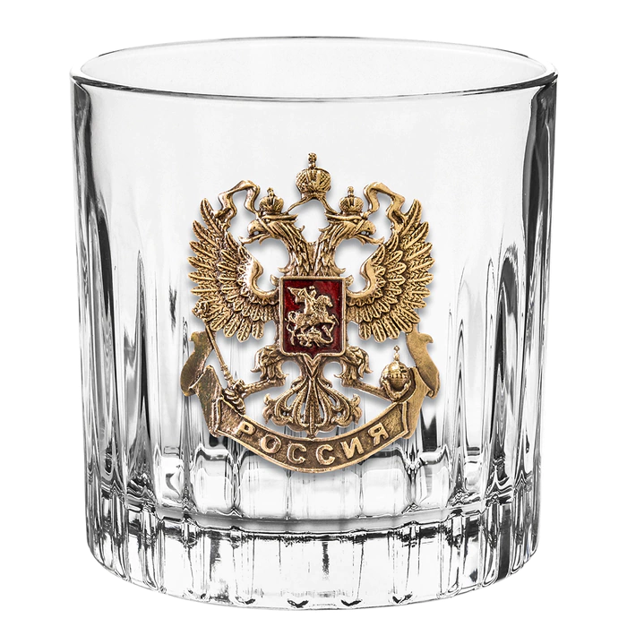 Whiskey set "TImeless.Coat of arms" with enamel, for 6 people, in a wooden box