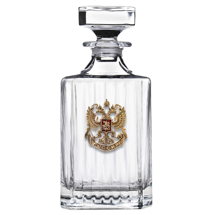 Whiskey set "TImeless.Coat of arms" with enamel, for 6 people, in a wooden box
